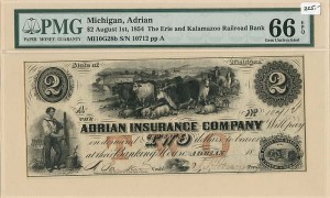 Adrian Insurance Co. - Obsolete Banknote - Paper Money - SOLD